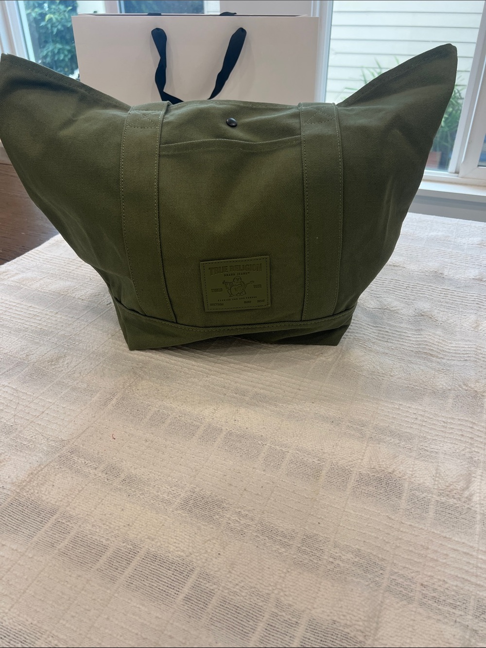 True Religion Olive Green Canvas Duffel